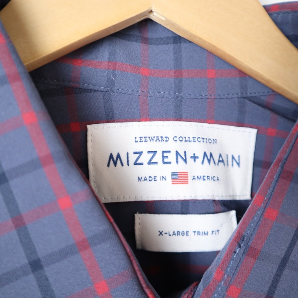 Mizzen + Main Leeward Button Up Long Sleeve Dress Shirt Mens XL Plaid USA - Picture 2 of 3